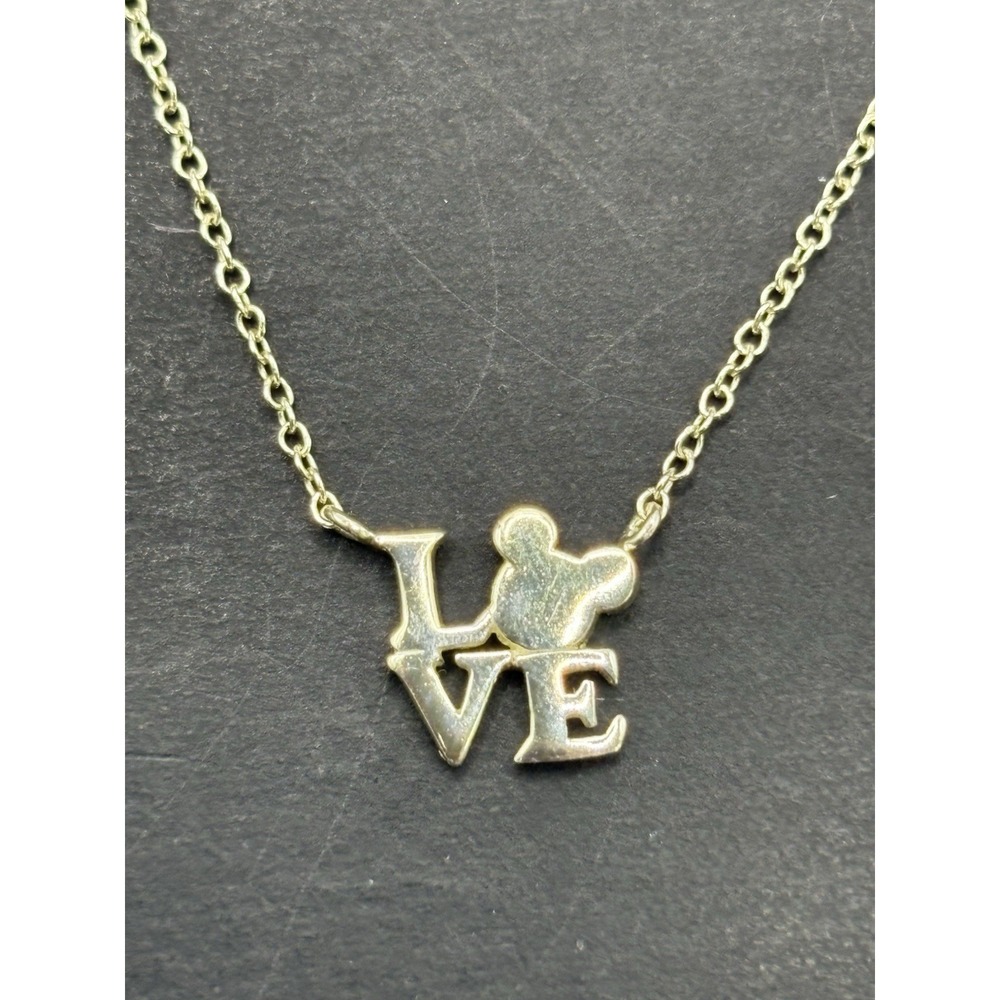 EUC 18" Sterling Silver Disney Mickey Mouse Love Pendant Necklace H7